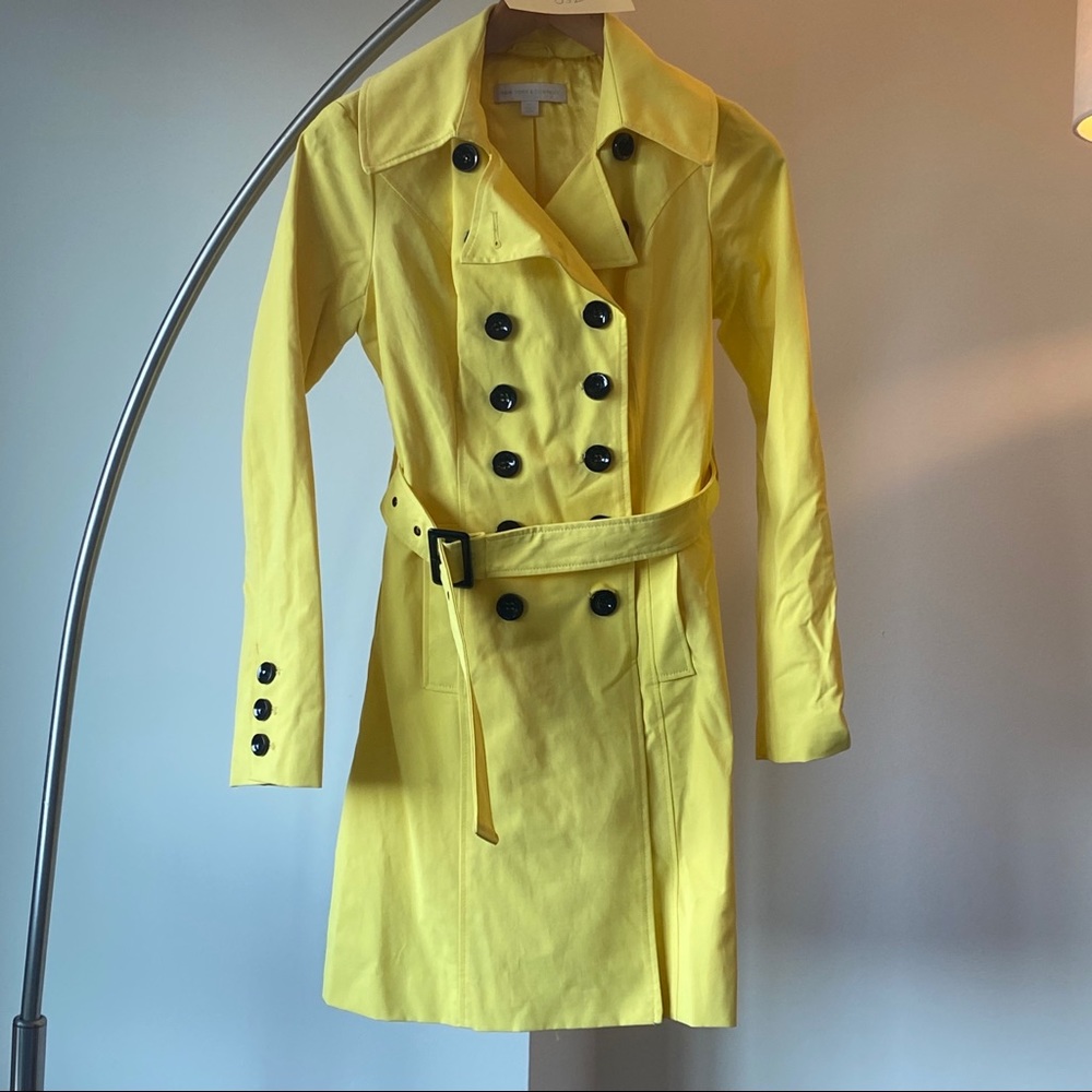 New York & Company yellow belted trench coat
